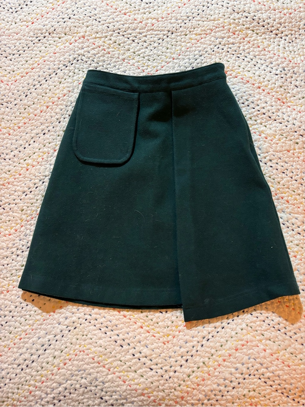 Girls Dark Green A-Line Pocket Skirt